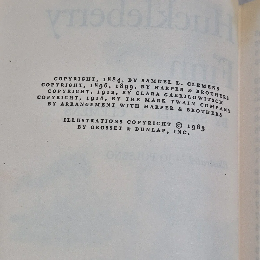 The Adventures of Huckleberry Finn by Samuel Clemens - Grosset & Dunlap, 1963